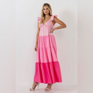 English Factory Sweet Heart Color Block Maxi Dress